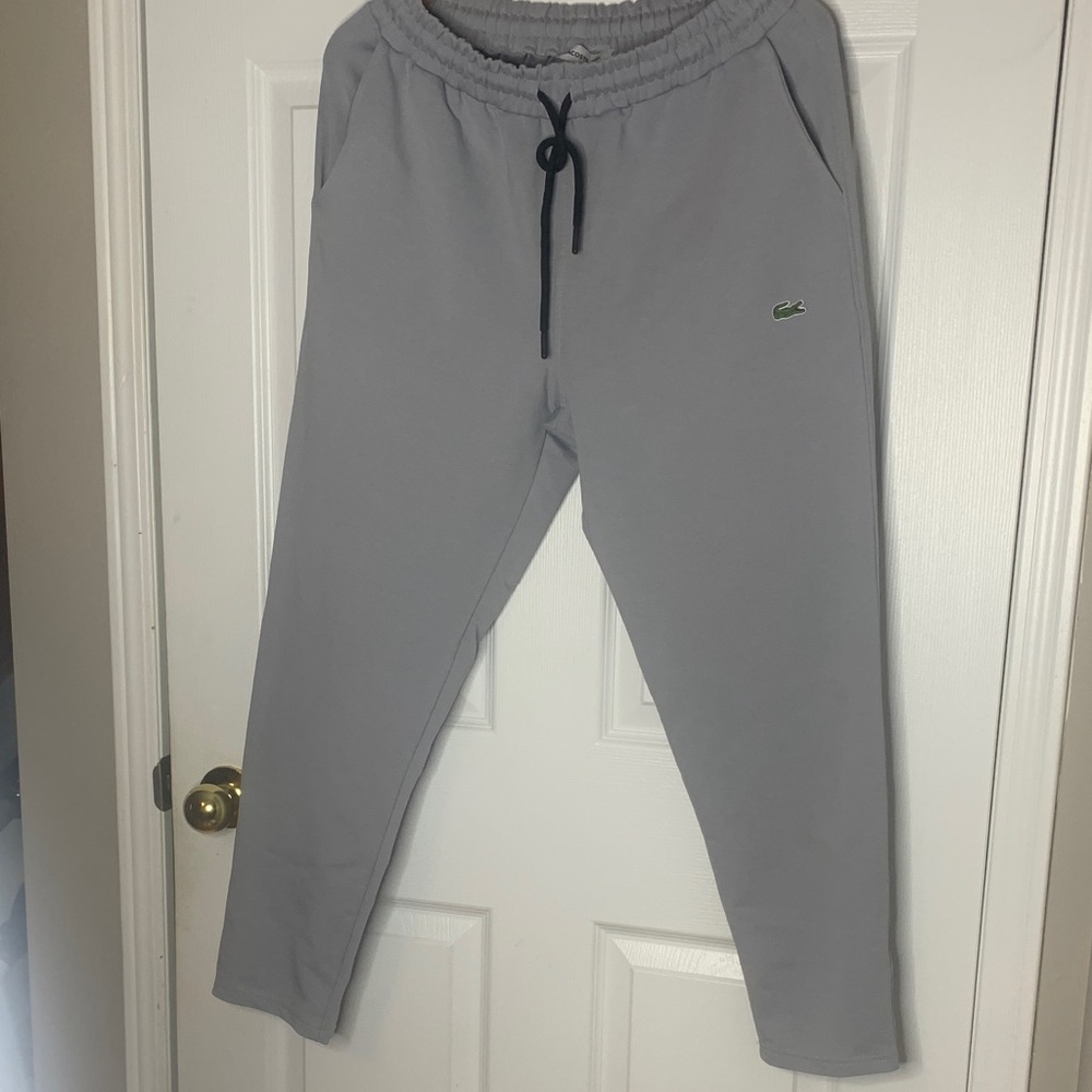 Lacoste Light Gray Jogger Sweatpants with Green Croc Logo #3